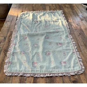 Laura Ashley Pillow Sham 35.5 x 22" Ruffled Green Pink Roses Envelope Closure